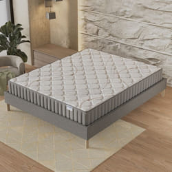 Matelas + Sommier (180 x 200cm)- Matelas Sirius Latex naturel 16cm + Sommier Bois Stable & Robuste revêtement Tissu Gris