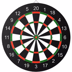 Cible pour jeu de fléchettes double face avec 6 fléchettes pointe acier
