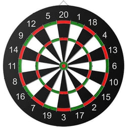 Cible pour jeu de fléchettes double face avec 6 fléchettes pointe acier
