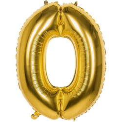 Ballon d'anniversaire chiffre 0 couleur Or - 36 cm