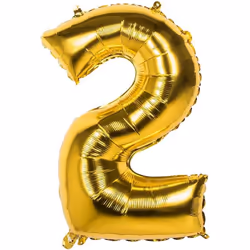 Ballon d'anniversaire chiffre 2 couleur Or - 36 cm