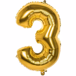 Ballon d'anniversaire chiffre 3 couleur Or - 36 cm