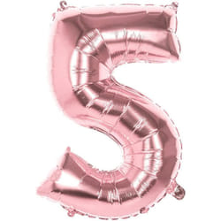 Ballon d'anniversaire chiffre 5 couleur Rose - 36 cm