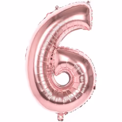 Ballon d'anniversaire chiffre 6 couleur Rose - 36 cm