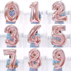Ballons d'anniversaire chiffres 0 à 9 couleur Rose - 36 cm