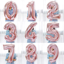 Ballons d'anniversaire chiffres 0 à 9 couleur Rose - 36 cm
