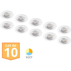 Braytron - Lot de 10 Spots led encastrables 3en1 rond blanc 7W IP20