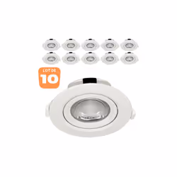 Le lot de 10 spots COB LED encastrables rond blanc orientables 10W IP20 6500K produit un éclairage nettement plus performant  ...