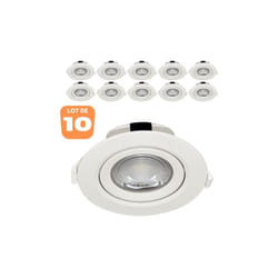 Braytron - Lot de 10 spots cob led encastrables rond blanc orientables 10W IP20 4000K