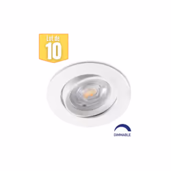 Le spot LED encastrable 3en1 rond blanc 7W IP20 Dimmable à pour particularité son interrupteur de couleur au dos du mécanisme ...