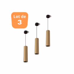 Lot de 3 suspensions tube BETA doré GU10 câble 1.45m