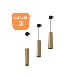 Lot de 3 suspensions tube BETA doré GU10 câble 1.45m