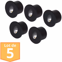Description générale Le lot de 5 spots LED muraux ronds noirs de 3W et 4000K permet une remise importante par rapport au prix ...