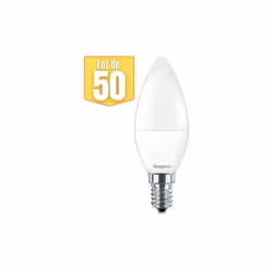 Le lot de 50 ampoules LED flamme 5W (Eq. 35W) E14 3000K est une option particulièrement avantageuse pour les professionnels q ...