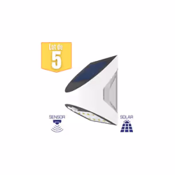 Découvrez notre lot de 5 appliques murales solaires à LED 3W IP54 avec détecteur de mouvement Une solution élégante et éco-re ...