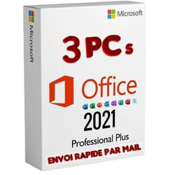 Logiciels - OFFICE - 2021 Pro Plus - 3 PC - Téléchargement - Windows 10/11 - Livraison Rapide