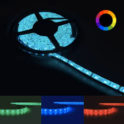 Ruban LED 5 mètres 12V SMD5050 qui possède près de 60LED/m qui permet un éclairage conséquent, il est doté d'un indice de pro ...
