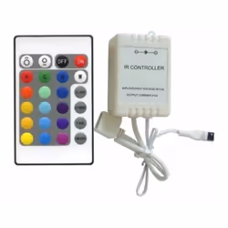 Kit Contrôleur RGB + Télécommande LED 24 commandes pour contrôler facilement votre ruban LED RGB à distance. Avec ce kit, vou ...