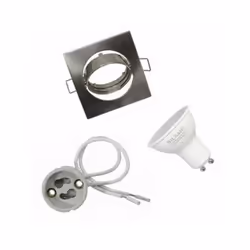 Le kit Spot LED GU10 contient : - Un support de spot encastrable carré en inox, compatible avec une ampoule LED GU10. - Une d ...