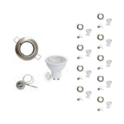 Silamp - Kit Spot led GU10 Encastrable Orientable 8W Rond Inox (Pack de 1