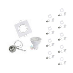 Silamp - Kit Spot led GU10 Orientable Carré Blanc avec Ampoule led 8W (Pack de 10) - Blanc Froid 6000K - 8000K