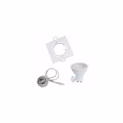 Le Kit Spot LED Orientable GU10 contient : - Un spot encastrable carré compatible avec l'ampoule GU10. - Une douille GU10. -  ...
