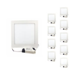 Silamp - Spot led Encastrable Carré blanc 18W (Pack de 10) - Blanc Chaud 2300K - 3500K