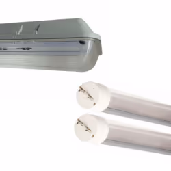 Ce Kit de Réglette LED étanche Double pour Tubes T8 150cm IP65 (2 Tubes Néon LED 150cm T8 24W inclus) vous propose un luminai ...