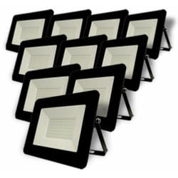 Silamp - Projecteur led Extérieur 30W IP65 Noir (Pack de 10) - Blanc Neutre 4000K - 5500K