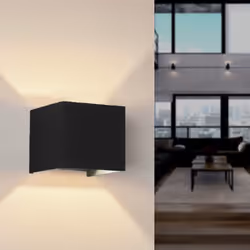 Applique Murale Noire LED 12W IP54 Carré. Lampe LED destinée à être appliquée sur un mur afin d'éclairer l'espace de votre ch ...