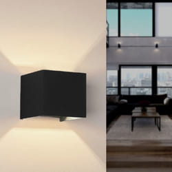 Silamp - Applique Murale Noire Design led 12W IP54 Carré - Blanc Chaud 2300K - 3500K