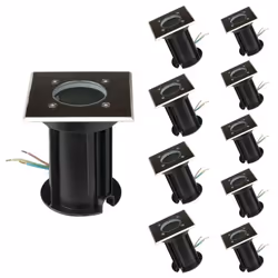 Illuminez votre terrasse avec le Spot LED Extérieur Encastrable Carré IP65 pour Ampoule GU10 (Pack de 10), totalement adapté  ...