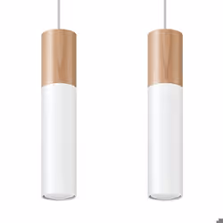 Suspension 2 Lampes Bois Blanc pour Ampoules GU10 - SILAMP