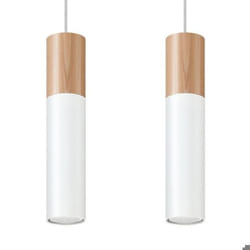 Suspension 2 Lampes Bois Blanc pour Ampoules GU10 - SILAMP