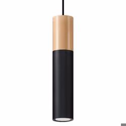 Suspension Lampe Bois Noir pour Ampoule GU10 - SILAMP