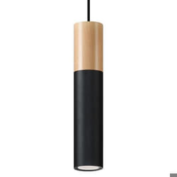Suspension Lampe Bois Noir pour Ampoule GU10 - SILAMP