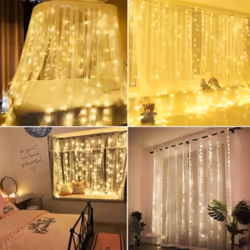 Laissez-vous tenter par cette Guirlande LED Rideau USB 3x3M 300 LED + Télécommande - Blanc Chaud, parfaite pour créer une amb ...