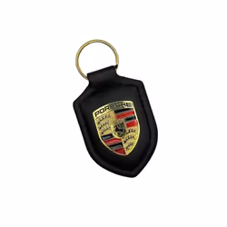 Porte clé - Porsche - Cuir noir - Idéal cadeau - Mixte - Adulte
