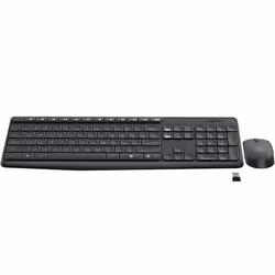 Logitech MK235, Taille réelle (100 %), Sans fil, USB, Gris, Souris incluse