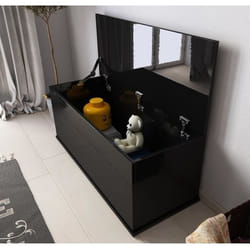 Coffre de rangement - ARIEL - Noir Brillant - 100 x 40 x 40cm