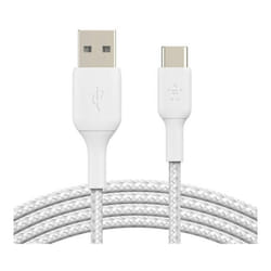 Belkin Câble tressé USB-C vers USB-A pour smartphone électronique accessoires - Blanc 2M - Charge et synchronisation rapide
