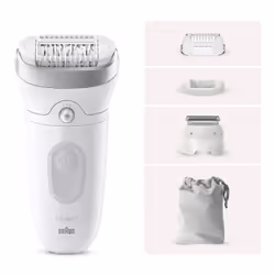 Braun Silk-épil 7 7-041, Gris, Blanc, MicroGrip, Aisselles, Bikini, Allemagne, 0,5 mm, Batterie