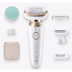 Braun Silk-épil 9 Flex 9-071 3D, Or, Blanc, 40 pince(s), MicroGrip, Aisselles, Arrière de la cuisse, Bikini, Cuisse avant, Ex ...