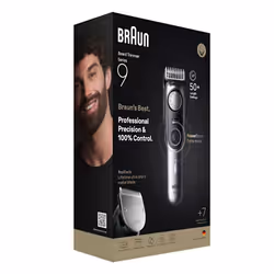 Braun BeardTrimmer 9 BT9520 tondeuse à barbe Batterie 52 2 cm Mouillé & sec Noir, Gris