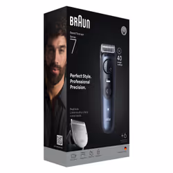 Braun BeardTrimmer 7 BT7520 Batterie 40 2 cm Mouillé & sec Noir, Bleu