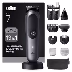 Braun AIO7560, Noir, Argent, 0,5 mm, 2,1 cm, Universel, Batterie, 120 min