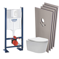Grohe - Pack wc Bâti autoportant + Cuvette sat sans bride, fixations cachées + Plaque blanche + Set habillage (ProjectSATrimless-4-sabo)