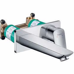 Optez pour la modernité et le design du set mitigeur de lavabo encastré Hansgrohe Chrome avec bonde à écoulement libre et bec ...