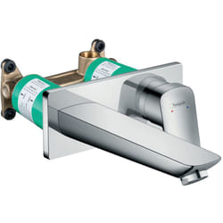 Hansgrohe Logis Set Mitigeur lavabo encastré mural Chrome Bec 195mm + Bonde à écoulement libre + Corps encastré (71220000-SET)