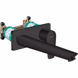 Optez pour la modernité et le design du set mitigeur de lavabo encastré Hansgrohe Noir mat avec bonde à écoulement libre + Co ...